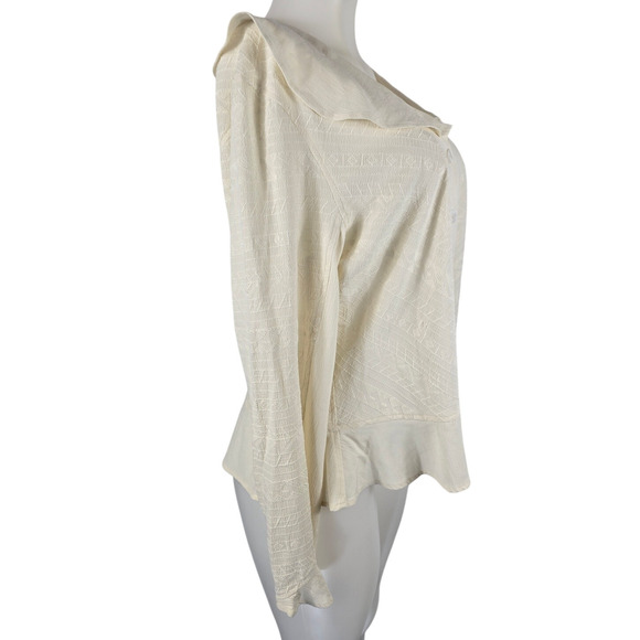 Coldwater Creek Cream Azteck  Ruffle Women's Lightweight Blouse XL - Picture 4 of 7